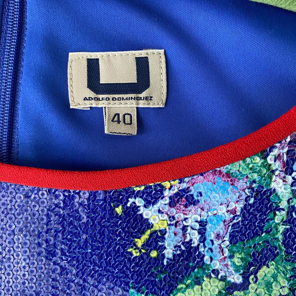 Adolfo Dominguez Sequin Blue Dress Size 40 - image 3